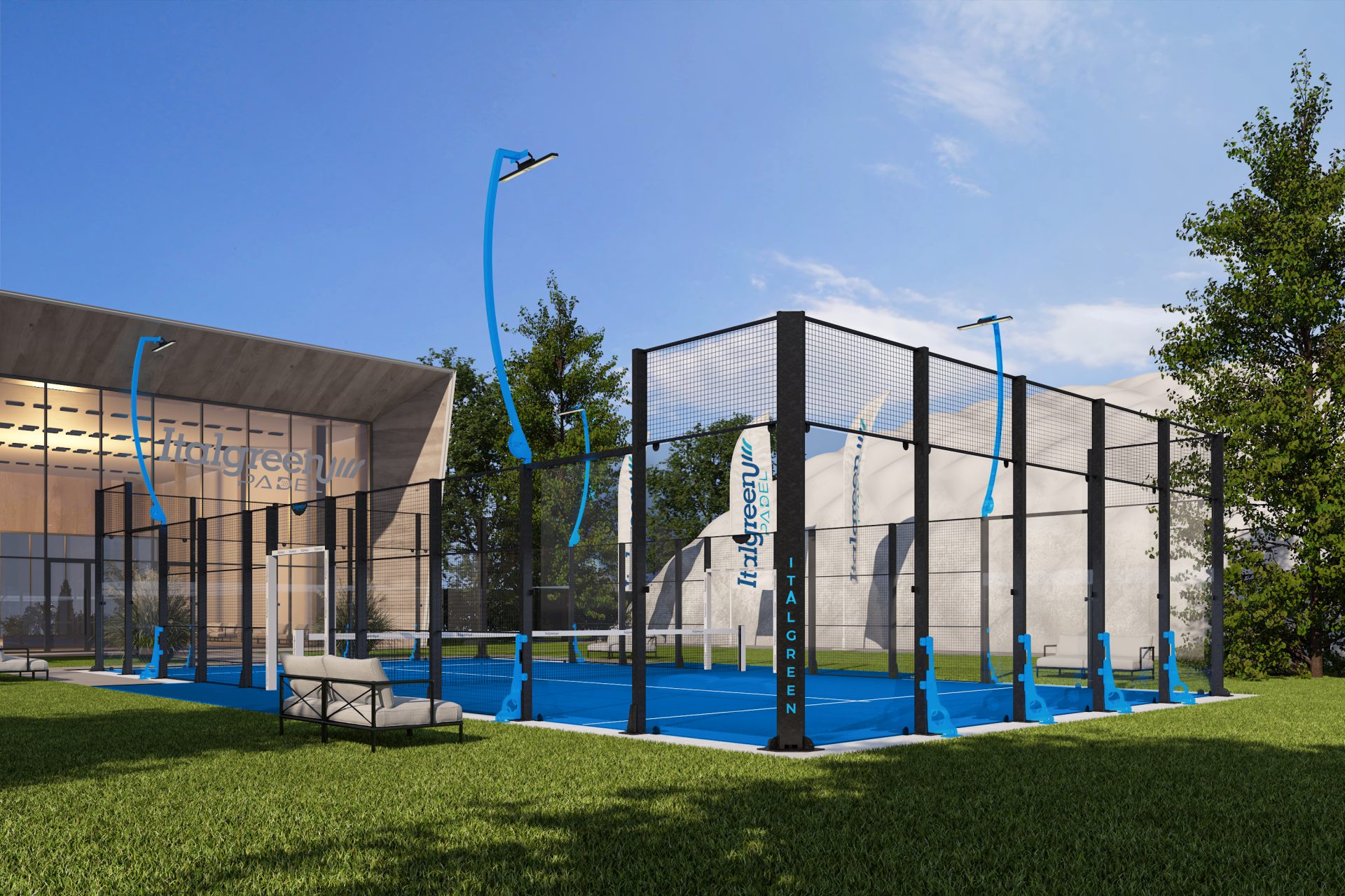 Hivatalos méretű padel pálya FIP szabvány szerint – 20x10 méteres kültéri kialakítás